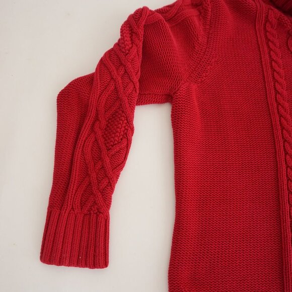 Eddie Bauer Red Knit Cotton Blend Cable Knit Fisherman Turtleneck Sweater Xl - Picture 8 of 10